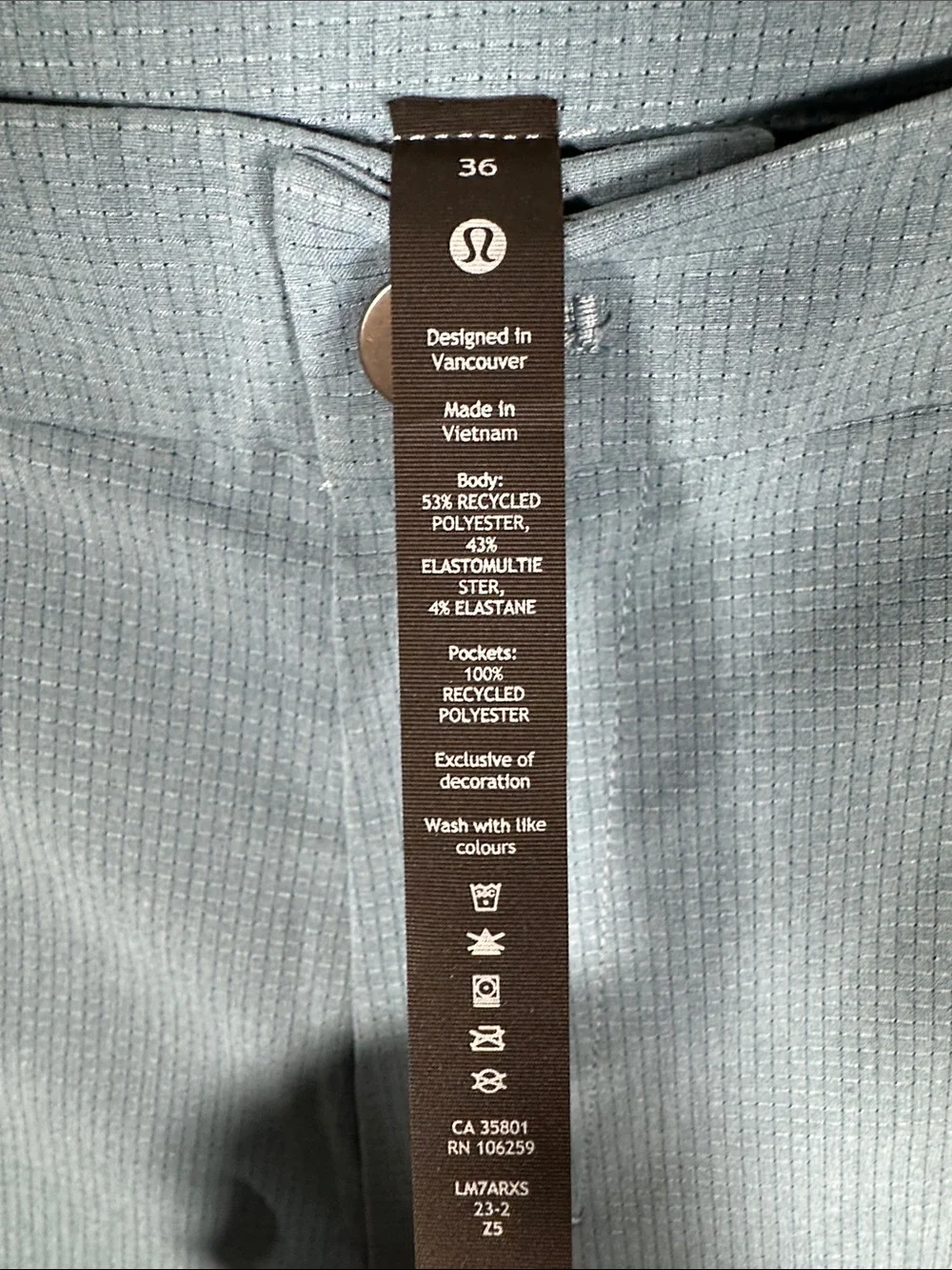 Lululemon ABC Classic Fit Shorts 9" Warpstreme Blue Mens 36-L Stretch 5 Pockets - Picture 10 of 13